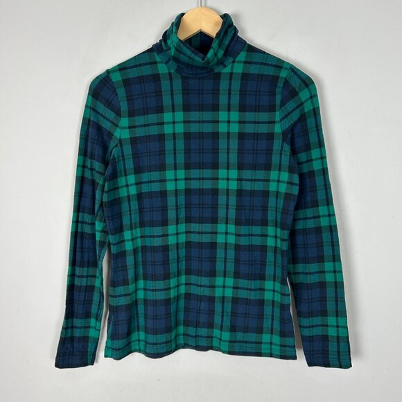 Lands’ End Tartan Plaid Long Sleeve Turtleneck Top Holiday Size Small Women's - Picture 1 of 4
